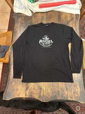 Angel City Brewery Black Collared Short Sleeved Button Shirt Men's L